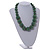 Chunky Green Glass Bead Ball Necklace with Silver Tone Clasp - 60cm L - view 2