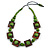 Chunky Square and Round Wood Bead Cotton Cord Necklace ( Green/ Brown) - 74cm L - view 3