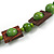 Chunky Square and Round Wood Bead Cotton Cord Necklace ( Green/ Brown) - 74cm L - view 6