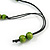 Chunky Square and Round Wood Bead Cotton Cord Necklace ( Green/ Brown) - 74cm L - view 7