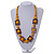 Chunky Square and Round Wood Bead Cotton Cord Necklace ( Yellow/ Brown) - 76cm L - view 2