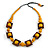 Chunky Square and Round Wood Bead Cotton Cord Necklace ( Yellow/ Brown) - 76cm L - view 3