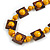 Chunky Square and Round Wood Bead Cotton Cord Necklace ( Yellow/ Brown) - 76cm L - view 4