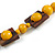 Chunky Square and Round Wood Bead Cotton Cord Necklace ( Yellow/ Brown) - 76cm L - view 5