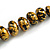 Graduated Wooden Bead Colour Fusion Necklace (Glitter Gold/ Black) - 68cm Long - view 5
