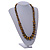 Graduated Wooden Bead Colour Fusion Necklace (Glitter Gold/ Black) - 68cm Long - view 2