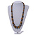 Graduated Wooden Bead Colour Fusion Necklace (Grey/ Gold/ Black/ Metallic Silver) - 68cm Long - view 2