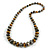Graduated Wooden Bead Colour Fusion Necklace (Grey/ Gold/ Black/ Metallic Silver) - 68cm Long - view 3