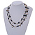 Long Grey/ Off White Shell Nugget and Transparent Glass Crystal Bead Necklace - 110cm L - view 2