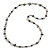 Long Grey/ Off White Shell Nugget and Transparent Glass Crystal Bead Necklace - 110cm L - view 4