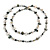Long Grey/ Off White Shell Nugget and Transparent Glass Crystal Bead Necklace - 110cm L - view 5