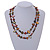Long Olive/ Brown/ Ox blood Shell Nugget and Glass Crystal Bead Necklace - 110cm L - view 3