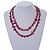 Long Magenta Shell Nugget and Plum Glass Crystal Bead Necklace - 110cm L - view 2
