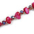 Long Magenta Shell Nugget and Plum Glass Crystal Bead Necklace - 110cm L - view 3