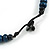 Worn Denim Blue Button, Round Wood Bead Wire Necklace - 46cm L - view 6