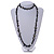 Long Black Shell Nugget and Glass Crystal Bead Necklace - 110cm L - view 2