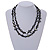 Long Black Shell Nugget and Glass Crystal Bead Necklace - 110cm L - view 3