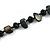 Long Black Shell Nugget and Glass Crystal Bead Necklace - 110cm L - view 4