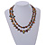 Long Olive/ Brown Shell Nugget and Glass Crystal Bead Necklace - 110cm L - view 2