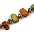 Long Olive/ Brown Shell Nugget and Glass Crystal Bead Necklace - 110cm L - view 4