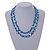 Long Sky Blue Shell Nugget and Glass Crystal Bead Necklace - 110cm L - view 2