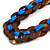 Brown Wood Ring with Blue Silk Ribbon Necklace - 49cm L/ 20cm L Ribbon Ext - view 5