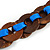 Brown Wood Ring with Blue Silk Ribbon Necklace - 49cm L/ 20cm L Ribbon Ext - view 6