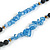 Glass Nugget, Brown/ Black Seed Beaded Necklace with Buddha Lucky Charm/ Cornflower Blue Silk Tassel Pendant - 86cm L/ 13cm Tassel - view 4