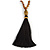 Black Semiprecious Nugget, Brown/ Black Seed Beaded Necklace with Buddha Lucky Charm/ Silk Tassel Pendant - 86cm L/ 13cm Tassel - view 3