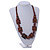 Chunky Square and Round Wood Bead Cotton Cord Necklace ( Brown) - 74cm L - view 2