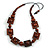 Chunky Square and Round Wood Bead Cotton Cord Necklace ( Brown) - 74cm L - view 3