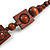 Chunky Square and Round Wood Bead Cotton Cord Necklace ( Brown) - 74cm L - view 4