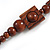 Chunky Square and Round Wood Bead Cotton Cord Necklace ( Brown) - 74cm L - view 6