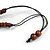 Chunky Square and Round Wood Bead Cotton Cord Necklace ( Brown) - 74cm L - view 7