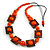 Chunky Square and Round Wood Bead Cotton Cord Necklace ( Orange/ Brown) - 78cm L - view 3