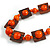 Chunky Square and Round Wood Bead Cotton Cord Necklace ( Orange/ Brown) - 78cm L - view 4