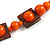 Chunky Square and Round Wood Bead Cotton Cord Necklace ( Orange/ Brown) - 78cm L - view 5