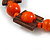 Chunky Square and Round Wood Bead Cotton Cord Necklace ( Orange/ Brown) - 78cm L - view 6