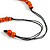 Chunky Square and Round Wood Bead Cotton Cord Necklace ( Orange/ Brown) - 78cm L - view 7