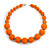 Chunky Orange Glass Bead Ball Necklace with Silver Tone Clasp - 60cm L - view 5