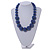 Chunky Peacock Blue Glass Bead Ball Necklace with Silver Tone Clasp - 60cm L - view 2