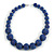 Chunky Peacock Blue Glass Bead Ball Necklace with Silver Tone Clasp - 60cm L - view 3