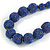 Chunky Peacock Blue Glass Bead Ball Necklace with Silver Tone Clasp - 60cm L - view 4