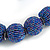 Chunky Peacock Blue Glass Bead Ball Necklace with Silver Tone Clasp - 60cm L - view 5