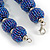 Chunky Peacock Blue Glass Bead Ball Necklace with Silver Tone Clasp - 60cm L - view 7