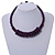 Deep Purple Button, Round Wood Bead Wire Necklace - 46cm L - view 2