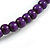 Deep Purple Button, Round Wood Bead Wire Necklace - 46cm L - view 6