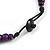 Deep Purple Button, Round Wood Bead Wire Necklace - 46cm L - view 7