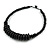 Black Button, Round Wood Bead Wire Necklace - 46cm L - view 4