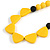 Yellow/ Black Resin Bead Geometric Cotton Cord Necklace - 44cm L - Adjustable up to 50cm L - view 3